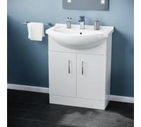 Nes Home Dyon 650mm Floorstanding White Vanity Basin Unit Flat Pack