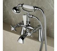 Nes Home Edwardian Deck Mounted Bath Shower Mixer Tap Quarter Turn Cross Handle