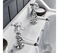 Nes Home Edwardian Hot & Cold Twin Basin Taps Quarter Turn Cross Handle