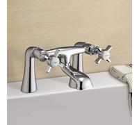 Nes Home Edwardian Traditional Design Chrome Cross Head Deck Mounted Bath Filler Tap