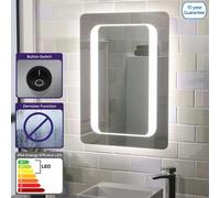 Nes Home Ella LED Illuminated Mirror with Battery Powered Button Switch 500 x 700mm in Silver Nes Home Silver