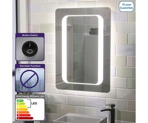 Nes Home Ella LED Illuminated Mirror with Battery Powered Button Switch 500 x 700mm in Silver Nes Home Silver