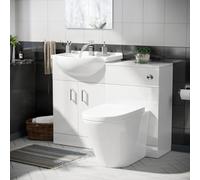 Nes Home Ellen 1050mm Vanity Basin Unit, Wc Unit & Ellis Back To Wall Toilet White