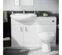 Nes Home Ellen 1150mm Vanity Basin Unit, Wc Unit, Cistern & Eslo Back To Wall Toilet White
