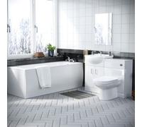 Nes Home Ellen 1700mm Bath, 550mm Vanity Basin , Wc Unit & Back To Wall Toilet