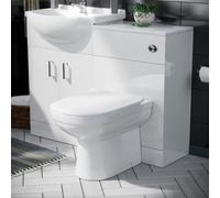 Nes Home Ellen 550mm Flat Pack Vanity Basin Unit, Wc Unit, Elso Back To Wall Toilet, Mono Mixer & Wate White