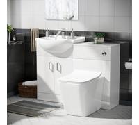 Nes Home Ellen 550mm Vanity Basin Unit, Wc Unit & Elora Back To Wall Toilet White
