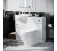 Nes Home Ellen 950mm Vanity Basin Unit, Wc Unit & Ellis Back To Wall Toilet White