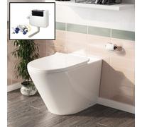 Nes Home Elliss Round Back To Wall Rimless Toilet Pan With Soft Close Seat + Wras Approved Concealed Cistern