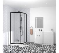 Nes Home Elton Matte Black Quadrant 800mm Shower Enclosure & Left Hand Vanity Combination Unit
