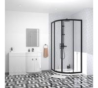 Nes Home Elton Matte Black Quadrant 900mm Shower Enclosure & Right Hand Vanity Combination Unit
