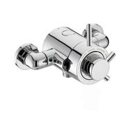 Nes Home Emso Round Exposed Thermostatic Shower Valve With Bottom Outlet Chrome in Silver Nes Home Silver