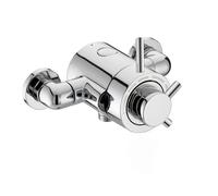 Nes Home Emso Round Exposed Thermostatic Shower Valve With Bottom Outlet Chrome in Silver Nes Home Silver