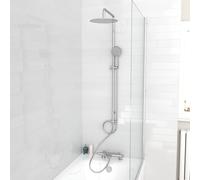 Nes Home Exposed Round Shower, Thermostatic Mixer Tap, Handset & Riser Rail Kit in Silver Nes Home Silver