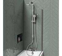 Nes Home Exposed Shower Set 3 Mode Handset & Thermostatic Bath Filler - Chrome in Silver | Size: 200mm x 1500mm Nes Home Silver 200mm x 1500mm