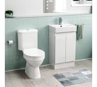 Nes Home Flat Pack 450mm White Overflow Basin Vanity & Close Coupled Toilet