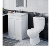 Nes Home Flat Pack 600mm Gloss White Basin Vanity & Close Coupled Toilet Set