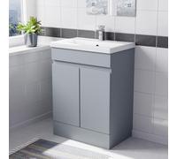 Nes Home Flat Pack Matte Grey 600 mm Freestanding Basin Vanity Unit
