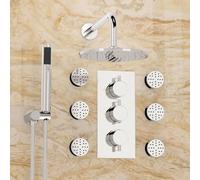 Nes Home Flora 3 Dial 3 Way Round Set - Shower Head, Handset & Body Jets
