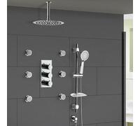 Nes Home Flora 3 Dial 3 Way Round Set - Slim Shower Head, Handset & Body Jets