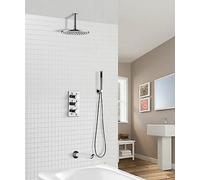 Nes Home Flora 3 Way Round Concealed Thermostatic Mixer Valve Bath Filler Hand Shower