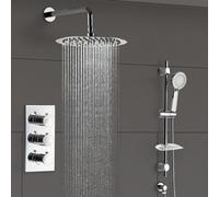 Nes Home Flora Concealed 3 Way Thermostatic Shower Mixer Valve Slim Head & Bath Filler