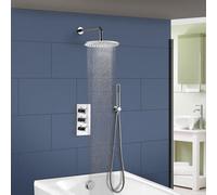 Nes Home Flora Round 3 Way Concealed Thermostatic Mixer Shower Valve Pencil Handset Bath Filler