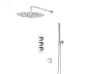 Nes Home Flora Round 3 Way Concealed Thermostatic Shower Mixer Valve,head, Handset, Bath Filler Set Chrome