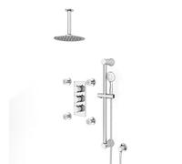 Nes Home 3 Way Concealed Shower Mixer Valve, 200 mm Head, Body Jets, Handset Rail Kit
