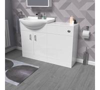 Nes Home Freestanding 1150mm White Vanity Unit With Basin & Wc Unit