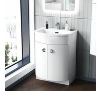 Nes Home Dene Freestanding Modern Gloss Poly Marble Basin Vanity Unit 600mm
