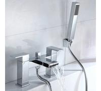 Nes Home Gemini Waterfall Bathroom Tap Bath Shower Mixer Chrome Modern Design Solid Brass