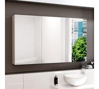 Nes Home Gloss White 1200mm Bathroom Mirror Cabinet With Shelf Storage