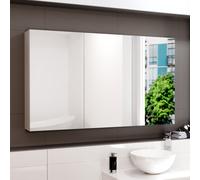 Nes Home Gloss White 1200mm Bathroom Mirror Cabinet With Shelf Storage