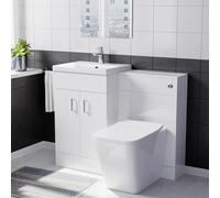 Nes Home Gloss White Vanity Basin Cabinet Wc Unit & Square Btw Toilet