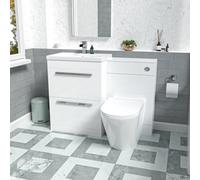 Nes Home Gloss White Vanity Unit With 2 Drawers And Back To Wall Toilet