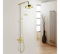 Nes Home Gold Enora Traditional Exposed Thermostatic Valve, Riser Rail & Round Handset Nes Home Gold