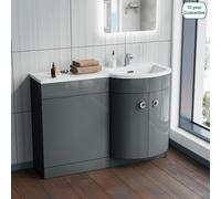 Nes Home Grey 1100mm Bathroom Basin Sink Vanity Unit Cabinet Furniture RH