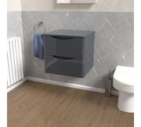 Nes Home Grey 500mm Bathroom Wall Hung Vanity With Worktop