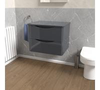 Nes Home Grey 600mm Bathroom Wall Hung Vanity With Worktop