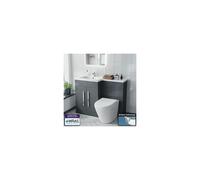 Nes Home Grey Bathroom Left Hand Basin Vanity Unit WC BTW Toilet 1100mm