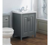 Nes Home Grey Chiltern 600mm Bathroom Traditional Basin Vanity Cabinet Unit