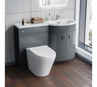 Nes Home Grey RH 1100mm Vanity Basin Unit & Ellis Back To Wall Toilet