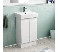 Nes Home Modern 450mm Freestanding Basin Vanity Unit 2 doors White Flat Pack