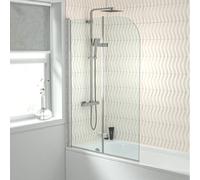 Nes Home Hinged 1000 X 1400mm Bathtub Screen, 6mm Tempered Glass - Aluminium