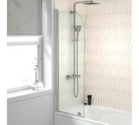Nes Home Hinged 500 X 1400mm Bathtub Screen, 5mm Tempered Glass - Aluminium