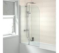 Nes Home Hinged 900 x 1400mm Bathtub Screen, 6mm Tempered Glass - Aluminium