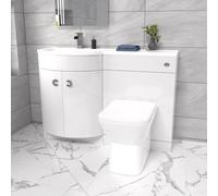 Nes Home Hurdley 1100mm Left Hand Sink White Combination Vanity Unit With Btw Toilet