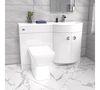 Nes Home 1100mm Right Hand Sink White Combination Vanity Unit with BTW Toilet