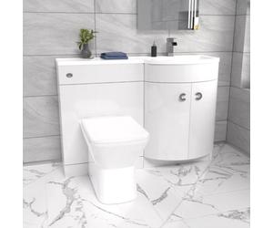 Nes Home Hurdley 1100mm Right Hand Sink White Combination Vanity Unit With Btw Toilet